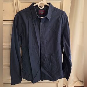 UNTUCKit Men’s Solid Dark Blue Button-Down Shirt